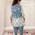 Blue printed cotton kurti dhoti with jacket set for girls