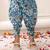 Blue printed cotton kurti dhoti with jacket set for girls