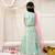 Green embroidered net lehenga choli with dupatta set for girls