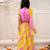 Pink embroidered silk lehenga choli with dupatta set for girls