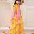 Pink embroidered silk lehenga choli with dupatta set for girls