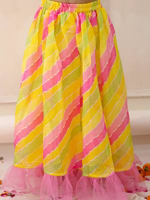 Pink embroidered silk lehenga choli with dupatta set for girls 5
