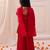 Red embroidered fendy silk kurti palazzo with dupatta set for girls