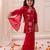 Red embroidered fendy silk kurti palazzo with dupatta set for girls