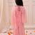Pink embroidered fendy silk kurti palazzo with dupatta set for girls