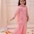 Pink embroidered fendy silk kurti palazzo with dupatta set for girls