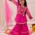 Rani pink embroidered georgette kurti sharara with dupatta set for girls