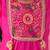 Rani pink embroidered georgette kurti sharara with dupatta set for girls