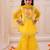Yellow embroidered georgette kurti sharara with dupatta set for girls