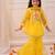 Yellow embroidered georgette kurti sharara with dupatta set for girls