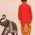 Orange embroidered cotton kurta dhoti set for boys