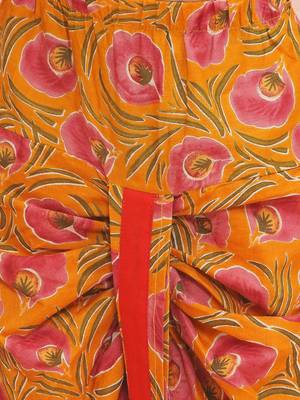 Orange embroidered cotton kurta dhoti set for boys 5