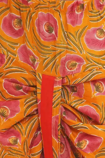 Orange embroidered cotton kurta dhoti set for boys