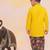 Yellow-green embroidered cotton kurta dhoti set for boys
