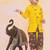 Yellow-green embroidered cotton kurta dhoti set for boys