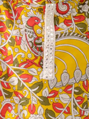Yellow printed cotton kurta pyjama set for boys 4