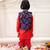 red woven slik kurta dhoti with jacket set for boy