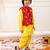 yellow woven slik kurta dhoti with jacket set for boy