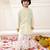Yellow embroidered cotton thread kurta pajama set for boy