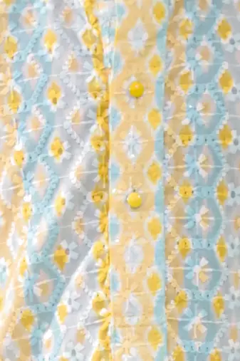 Yellow embroidered cotton thread kurta pajama set for boy