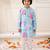 Blue printed silk floral kurta pyjama set for boys