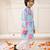 Blue printed silk floral kurta pyjama set for boys