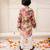Peach printed silk floral kurta pyjama set for boys