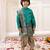 Green woven jacquard silk kurta dhoti with scarve set for boys