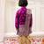 Purple woven jacquard silk kurta dhoti with scarve set for boys