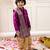 Purple woven jacquard silk kurta dhoti with scarve set for boys