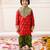 Red woven jacquard silk kurta dhoti set for boys