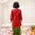 Red woven jacquard silk kurta dhoti set for boys