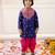 Navy woven jacquard silk kurta dhoti set for boys