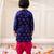 Navy woven jacquard silk kurta dhoti set for boys