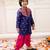 Navy woven jacquard silk kurta dhoti set for boys