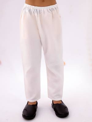 Orange printed silk kurta pyjama set for boys 5