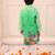 Green printed silk kurta pyjama set for boys