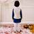 White-blue embroidered cotton kurta pyjama with jecket set for boys