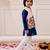 White-blue embroidered cotton kurta pyjama with jecket set for boys