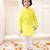 White-yellow embroidered cotton kurta pyjama with jecket set for boys