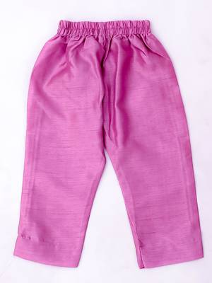 Purple embroidered silk flower kurti pent set for girls 5
