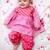 Pink printed cotton top with pant set for girls