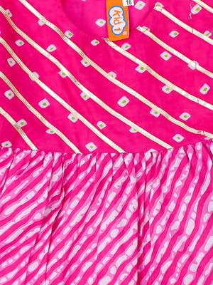 Pink printed cotton top with pant set for girls 4