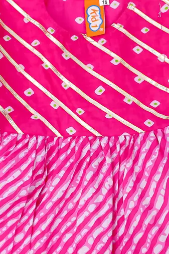 Pink printed cotton top with pant set for girls