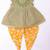 Green embroidered cotton kurti dhoti set for girls