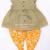 Green embroidered cotton kurti dhoti set for girls