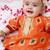 Orange foli printed cotton top with salwar set for girls