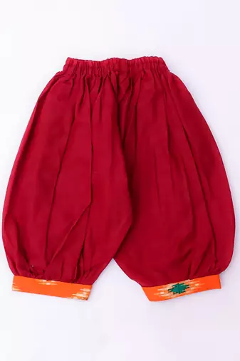 Orange foli printed cotton top with salwar set for girls
