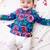 Blue printed cotton kurta pyjama set for boys