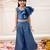 Blue solid gold silk top with palazzo set for girls